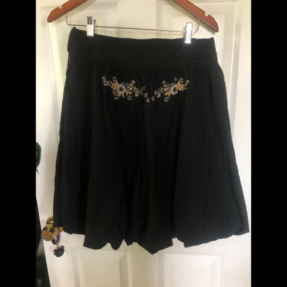 Anthropologie Odille silk beaded floral skirt - Picture 1 of 11